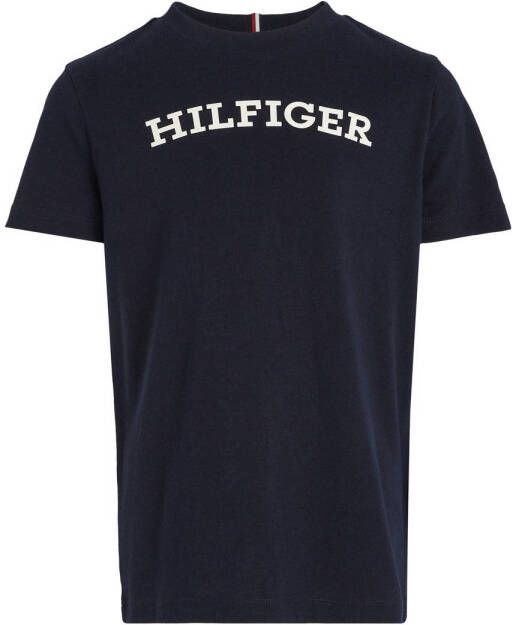 Tommy Hilfiger T-shirt HILFIGER ARCHED met logo donkerblauw Jongens Katoen Ronde hals 104