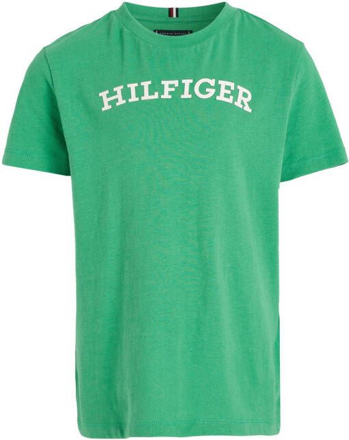 Tommy Hilfiger T-shirt HILFIGER ARCHED met logo groen Jongens Katoen Ronde hals 110