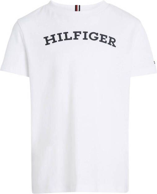 Tommy Hilfiger T-shirt HILFIGER ARCHED met logo wit Jongens Katoen Ronde hals 122
