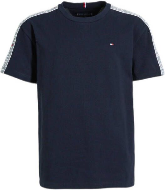 Tommy Hilfiger T-shirt met contrastbies donkerblauw