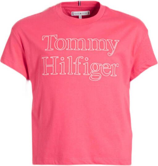 Tommy Hilfiger T-shirt met logo koraalrood