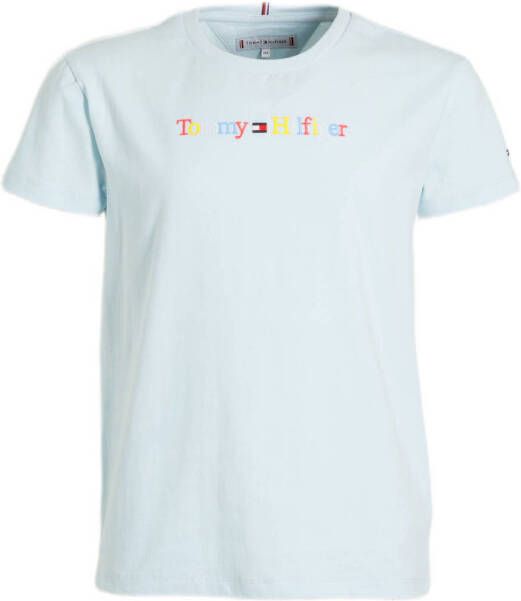 Tommy Hilfiger T-shirt met logo wit Meisjes Stretchkatoen Ronde hals Logo 140