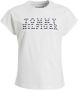 Tommy Hilfiger T-shirt met logo wit Meisjes Katoen Ronde hals Logo 128 - Thumbnail 1