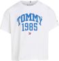 Tommy Hilfiger T-shirt met logo wit blauw Meisjes Katoen Ronde hals Logo 116 - Thumbnail 1