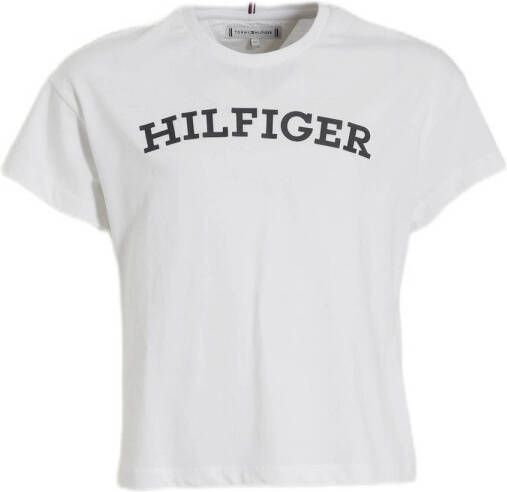 Tommy Hilfiger T-shirt MONOTYPE met logo wit Meisjes Katoen Ronde hals 110