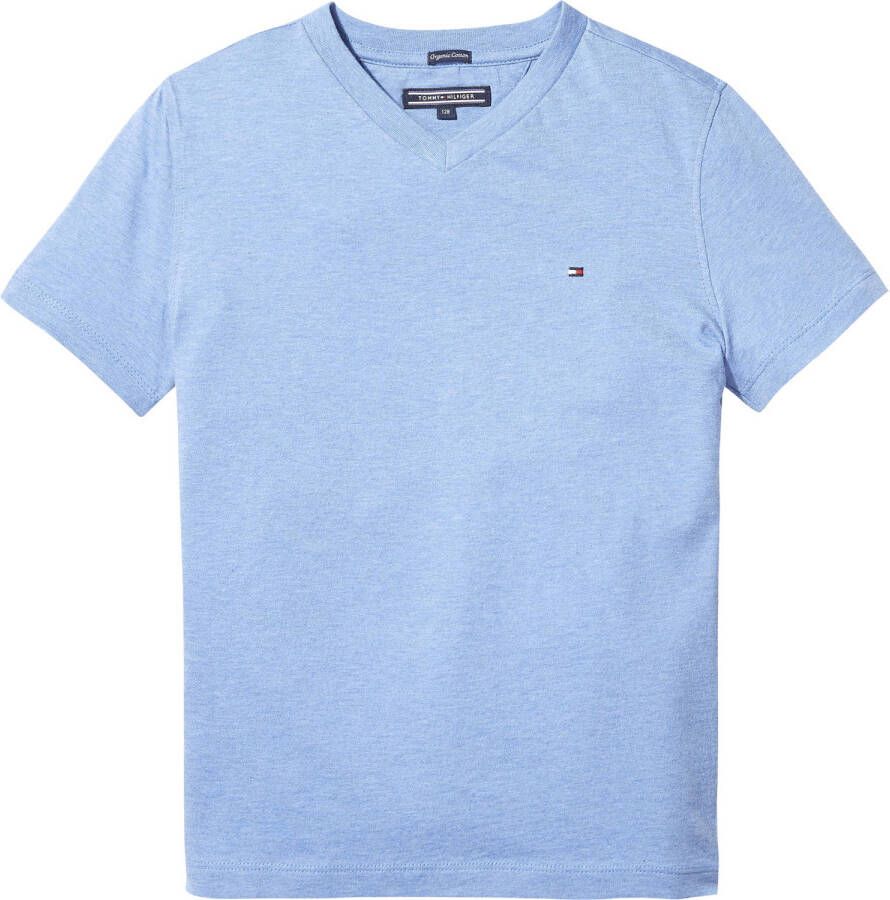 Tommy Hilfiger T-shirt van biologisch katoen blauw Jongens Katoen (biologisch) V-hals 164