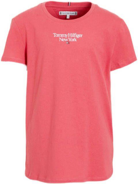 Tommy Hilfiger T-shirt van biologisch katoen rood Meisjes Katoen (biologisch) Ronde hals 152