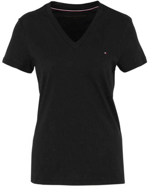 Tommy Hilfiger Zwarte V-hals T-shirt voor nen Black