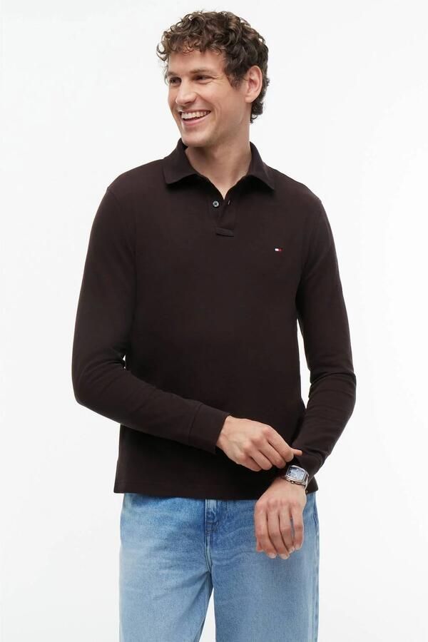 Tommy Hilfiger 1985 regular fit polo met logo bruin - Foto 3