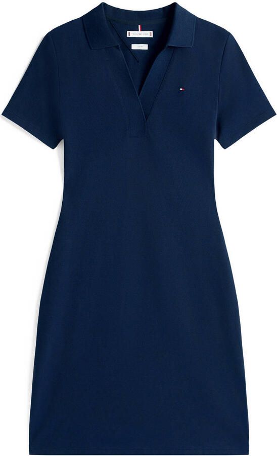 Tommy Hilfiger Polojurk SLIM OPEN NK POLO DRESS SS met geborduurde vlag