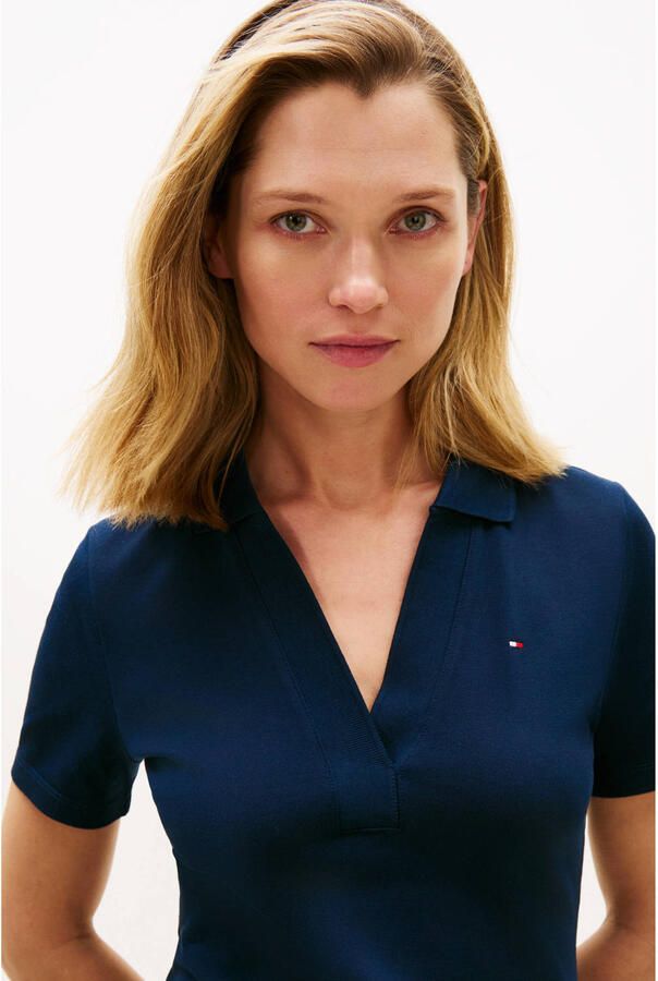 Tommy Hilfiger Polojurk SLIM OPEN NK POLO DRESS SS met geborduurde vlag - Foto 2