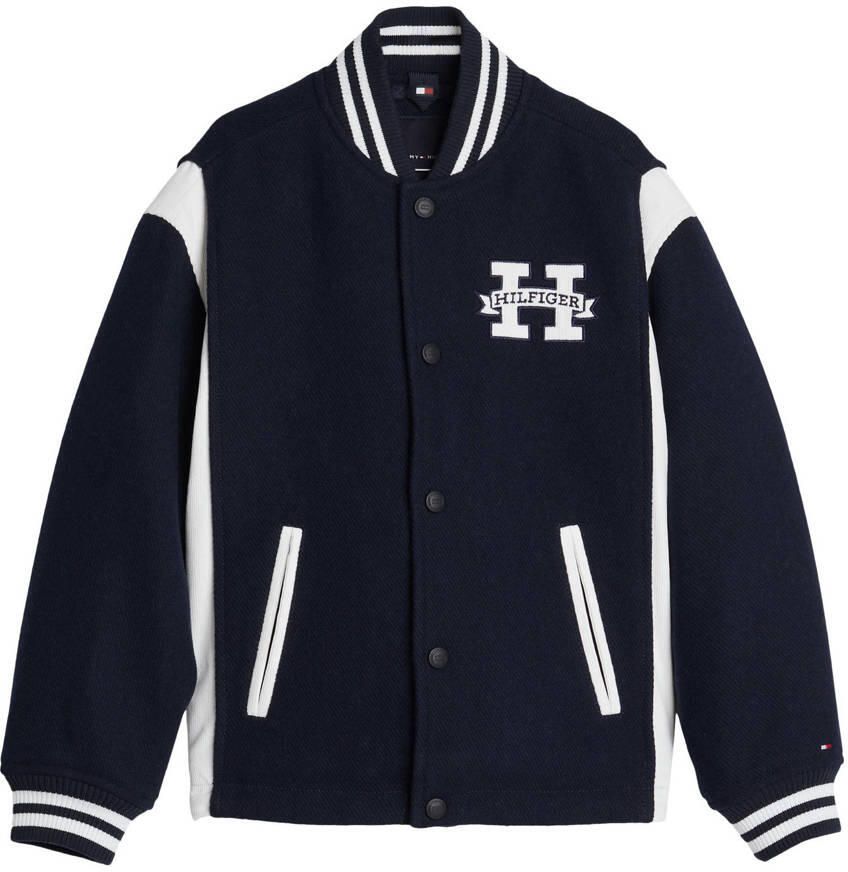 Tommy Hilfiger baseball jacket donkerblauw wit Jas Jongens Polyester Ronde hals 152 - Foto 3