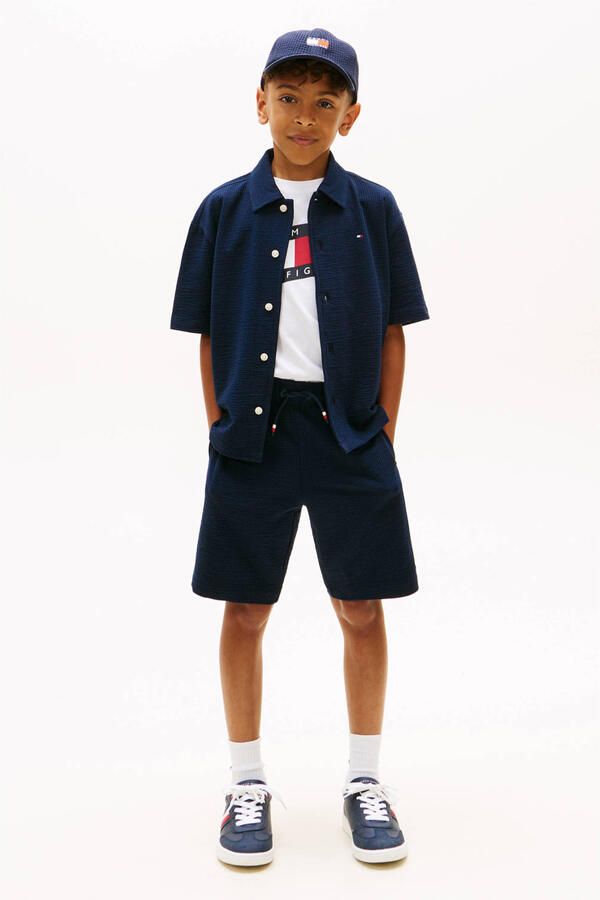 TOMMY HILFIGER Jongens Broeken Jersey Seersucker Sweatshort Donkerblauw - Foto 4
