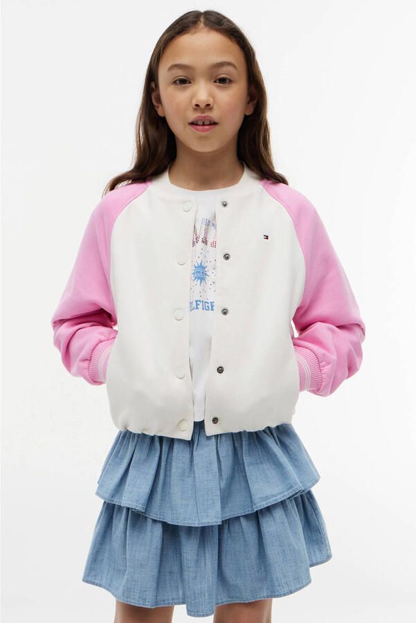 Tommy Hilfiger bomberjack met elastische boord en backprint roze - Foto 3