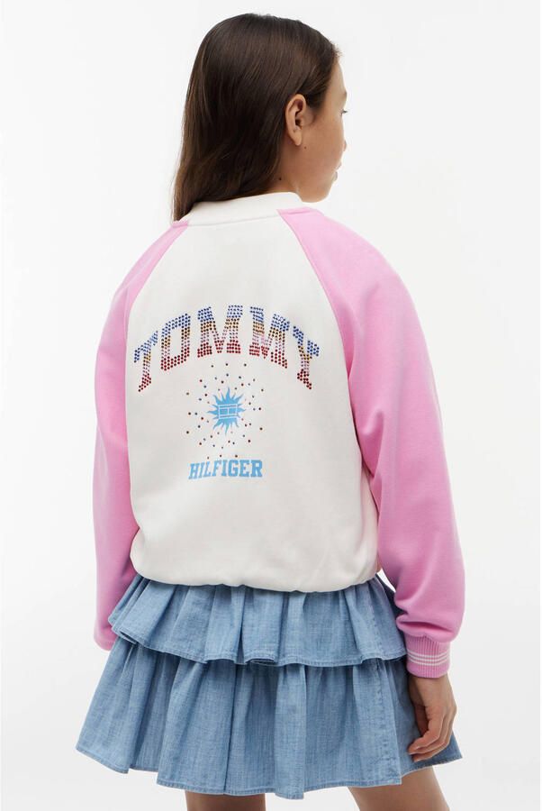 Tommy Hilfiger bomberjack met elastische boord en backprint roze - Foto 2