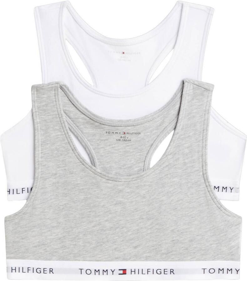 Tommy Hilfiger bralette met logo lichtgrijs Bh top Meisjes Stretchkatoen