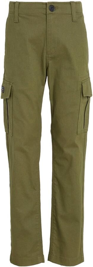 Tommy Hilfiger cargobroek olijfgroen Jongens Katoen Effen 164