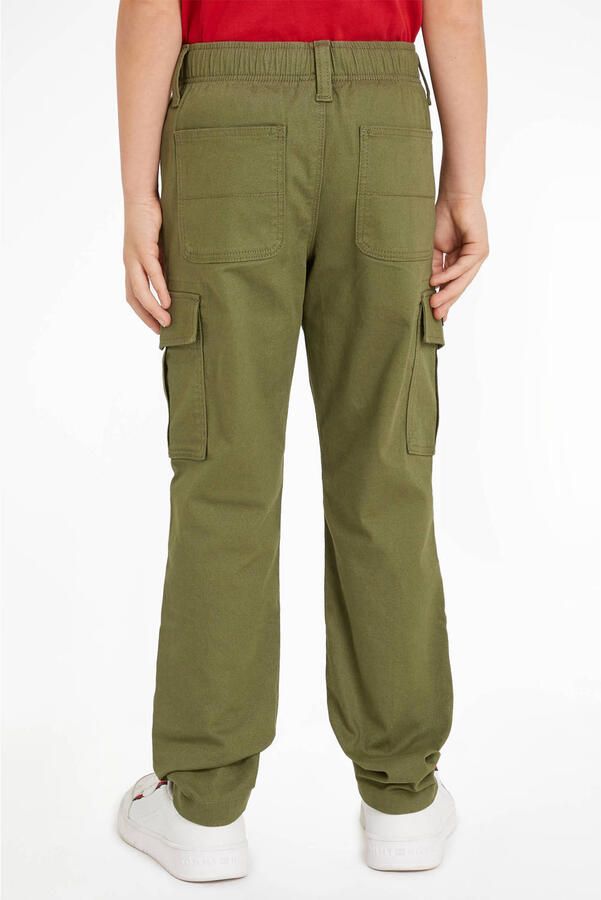 Tommy Hilfiger cargobroek olijfgroen Jongens Katoen Effen 122 - Foto 2
