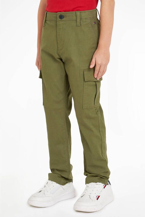 Tommy Hilfiger cargobroek olijfgroen Jongens Katoen Effen 122 - Foto 3