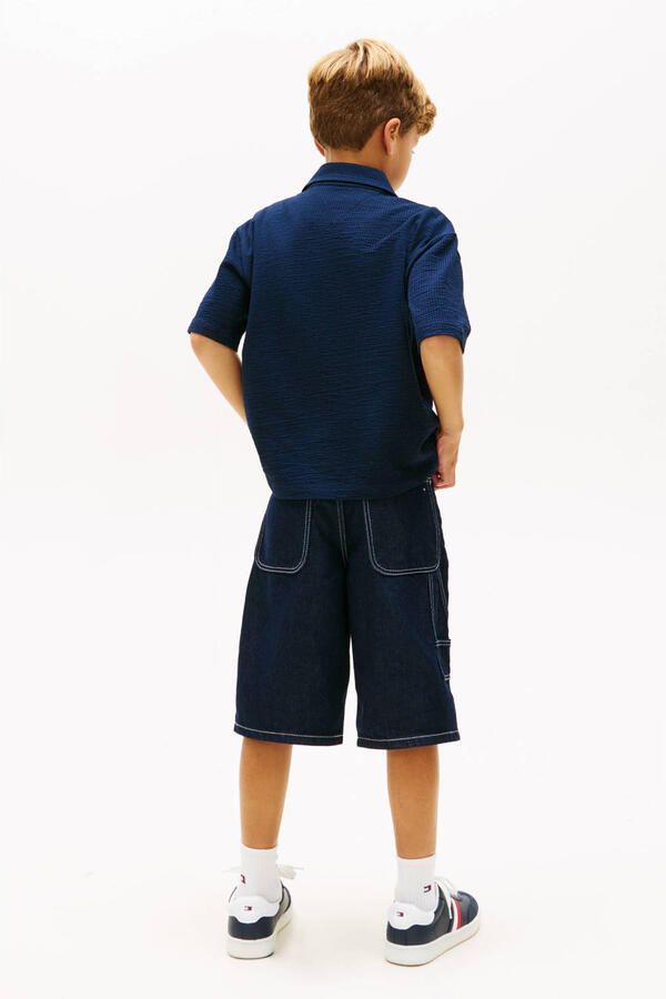 TOMMY HILFIGER Jongens Overhemden Jersey Seersucker Shirt Ss Donkerblauw - Foto 5