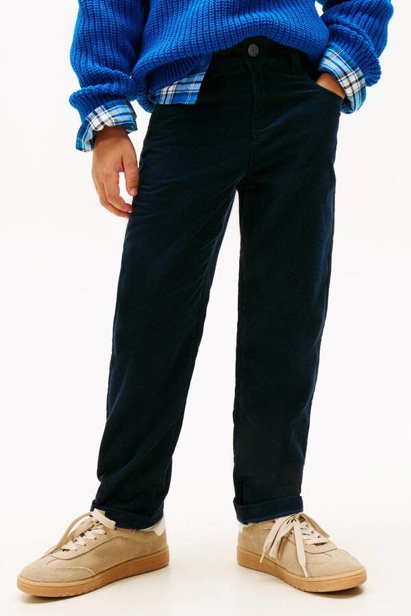 Tommy Hilfiger corduroy baggy casual broek donkerblauw - Foto 3
