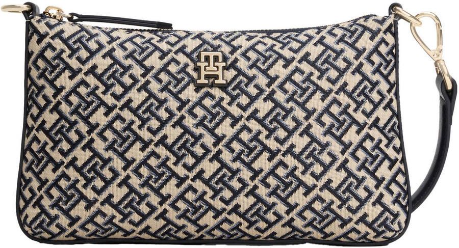 Tommy Hilfiger crossbody tas TH Jacquard met logoprint donkerblauw beige - Foto 3