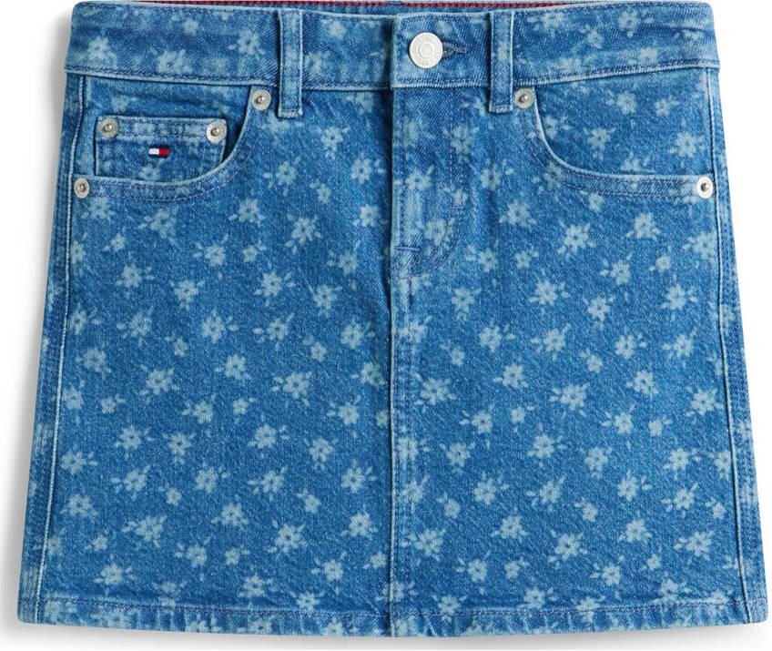 Tommy Hilfiger denim gebloemde spijkerrok light blue denim