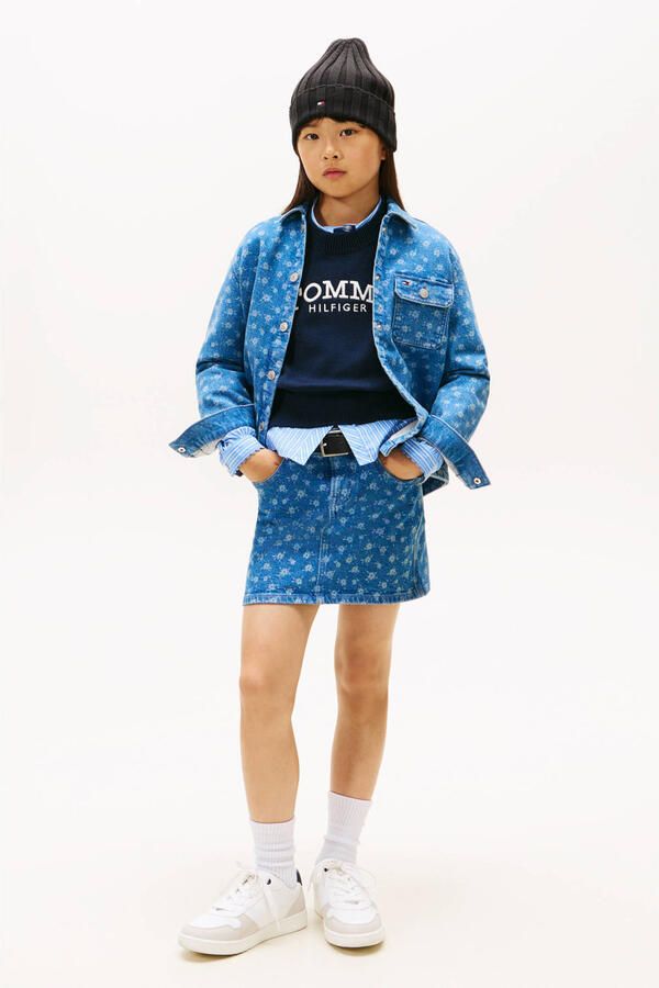 Tommy Hilfiger denim gebloemde spijkerrok light blue denim - Foto 3