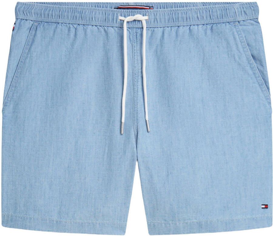 Tommy Hilfiger DOVER 6' PO CHAMBRAY regular casual short met linnen lichtblauw