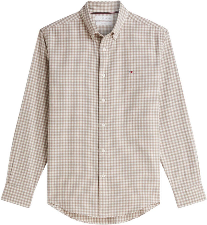 Tommy Hilfiger flanel regular fit geruit overhemd coastal taupe