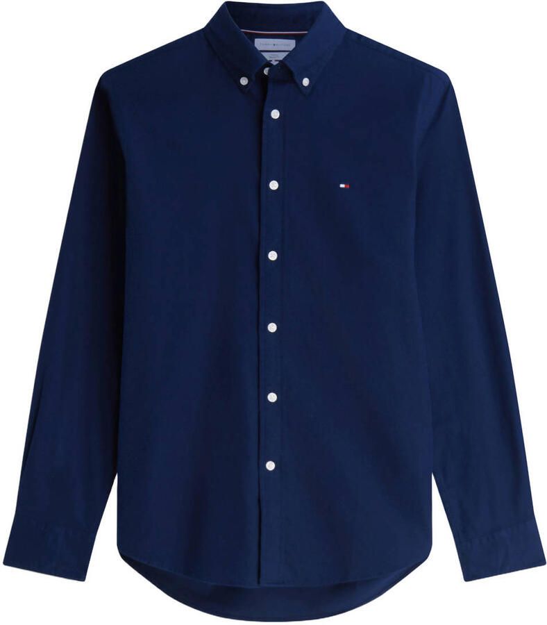 Tommy Hilfiger flanel regular fit zakelijke overhemd donkerblauw