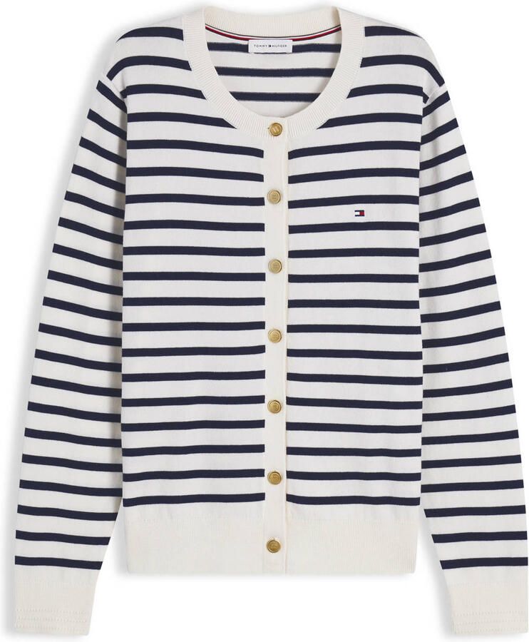 Tommy Hilfiger regular fit gebreid jack van katoenmix met gouden knopen