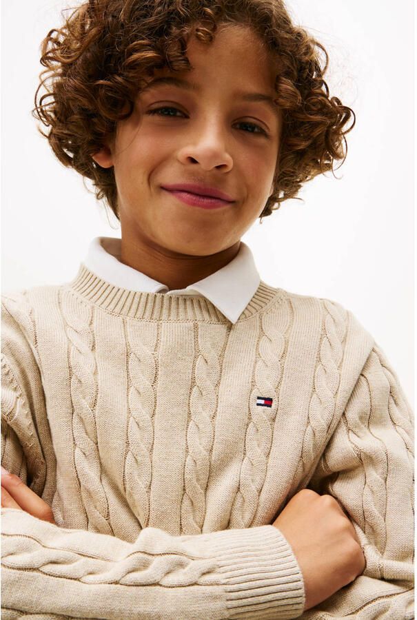 Tommy Hilfiger Gebreide trui COTTON CABLE SWEATER voor kinderen tot 16 jaar met kabelpatroon - Foto 3
