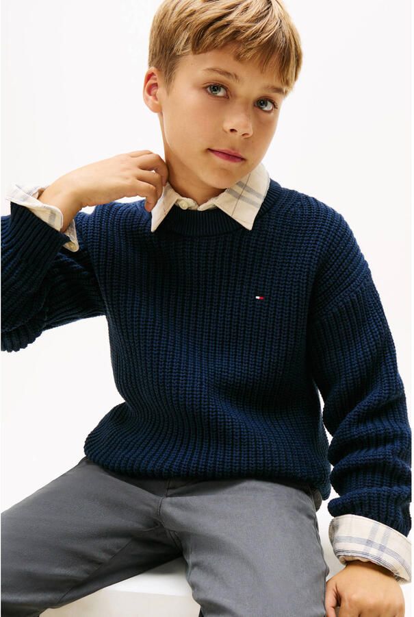 Tommy Hilfiger Kids Regular fit gebreide pullover van katoenmix