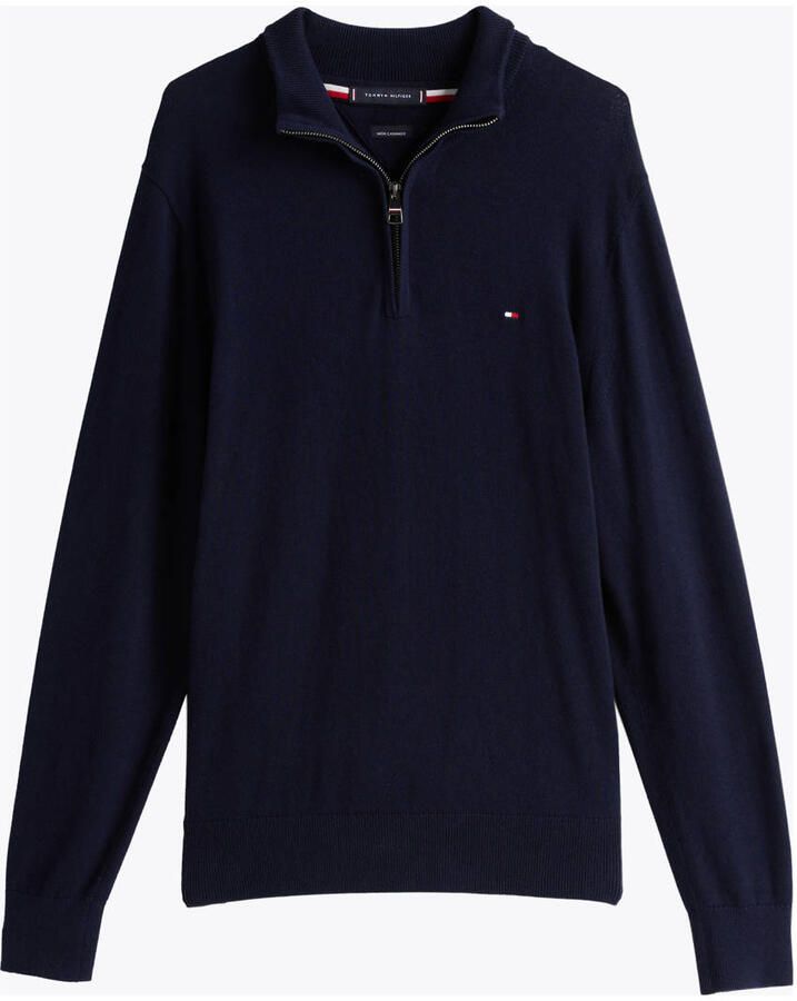Tommy Hilfiger Blauwe Pima Organisch Katoen Kasjmier Zip Mock Gebreid Blue Heren - Foto 6