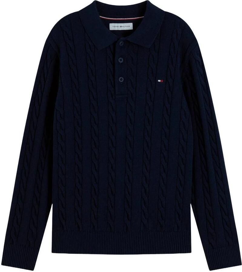 Tommy Hilfiger gebreide trui donkerblauw Jongens Katoen Polokraag Effen