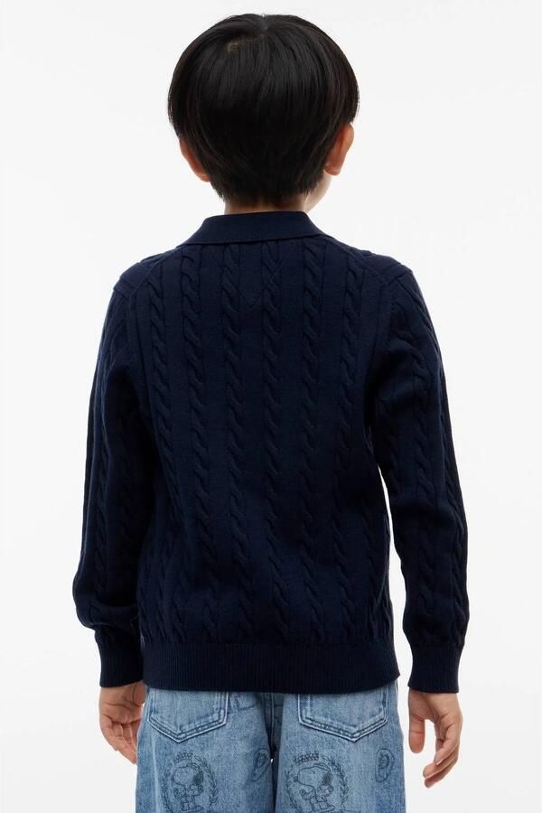 Tommy Hilfiger gebreide trui donkerblauw Jongens Katoen Polokraag Effen - Foto 3