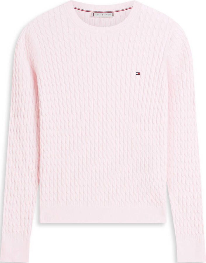 Tommy Hilfiger gebreide trui met kabels lichtroze