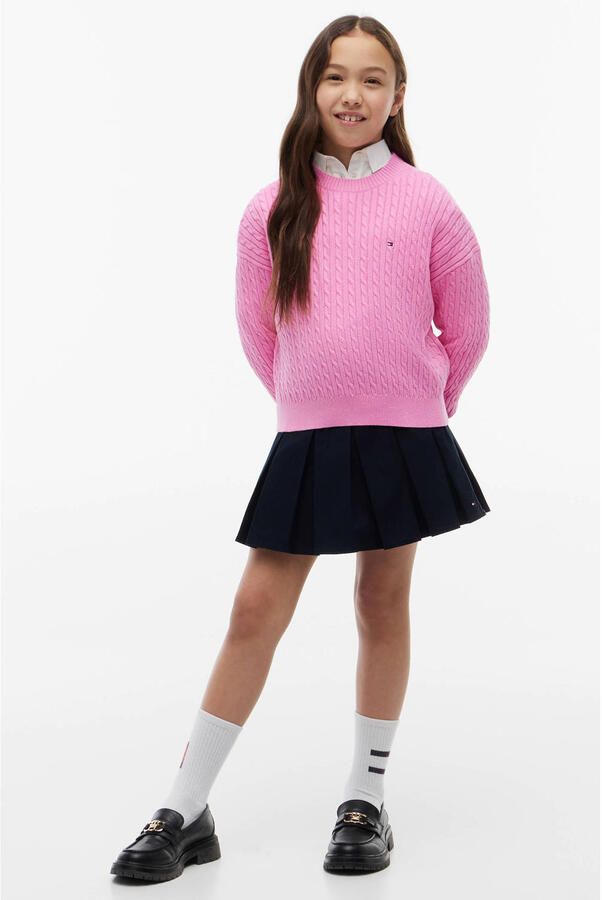 Tommy Hilfiger gebreide trui met kabels roze - Foto 2