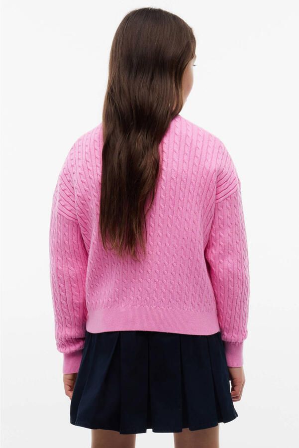 Tommy Hilfiger gebreide trui met kabels roze - Foto 3