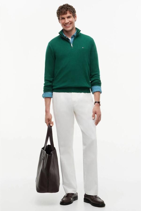 Tommy Hilfiger gebreide trui met kasjmier groen - Foto 2