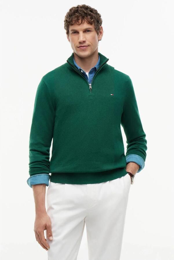 Tommy Hilfiger gebreide trui met kasjmier groen - Foto 3