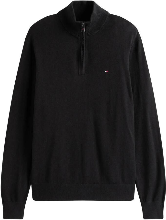 TOMMY HILFIGER Heren Truien & Vesten Pima Org Ctn Cashmere Zip Mock Zwart