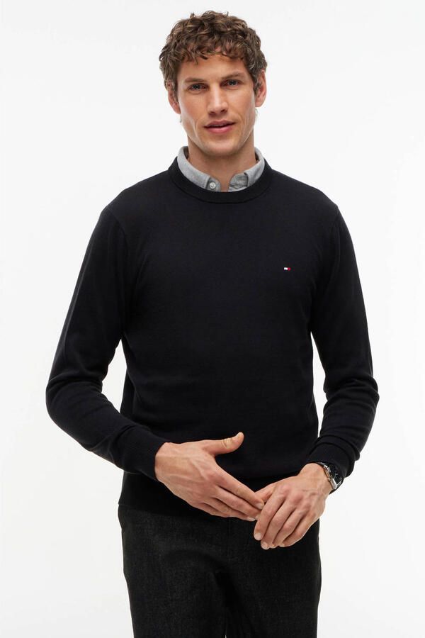 Tommy Hilfiger Regular fit gebreide pullover van een mix van katoen en kasjmier
