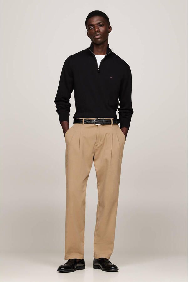 TOMMY HILFIGER Heren Truien & Vesten Pima Org Ctn Cashmere Zip Mock Zwart - Foto 5