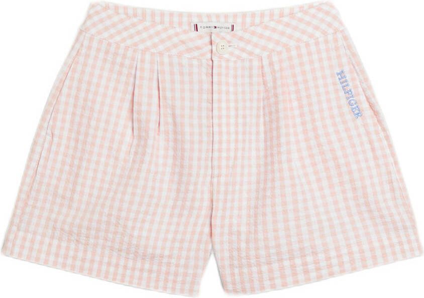 Tommy Hilfiger geruite bermuda lichtroze wit Korte broek Meisjes Katoen 140