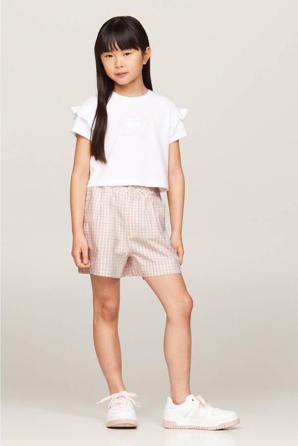 Tommy Hilfiger geruite bermuda lichtroze wit Korte broek Meisjes Katoen 140 - Foto 3