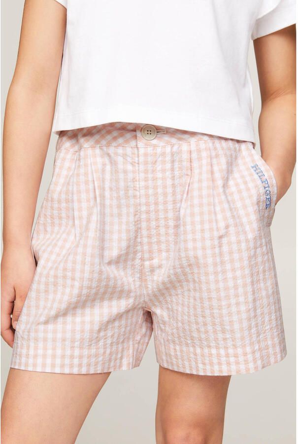 Tommy Hilfiger geruite bermuda lichtroze wit Korte broek Meisjes Katoen 140 - Foto 2