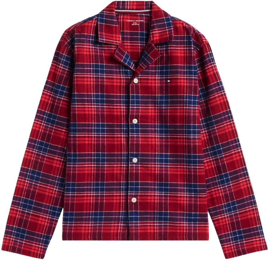 Tommy Hilfiger geruite pyjama rood blauw Katoen Klassieke kraag
