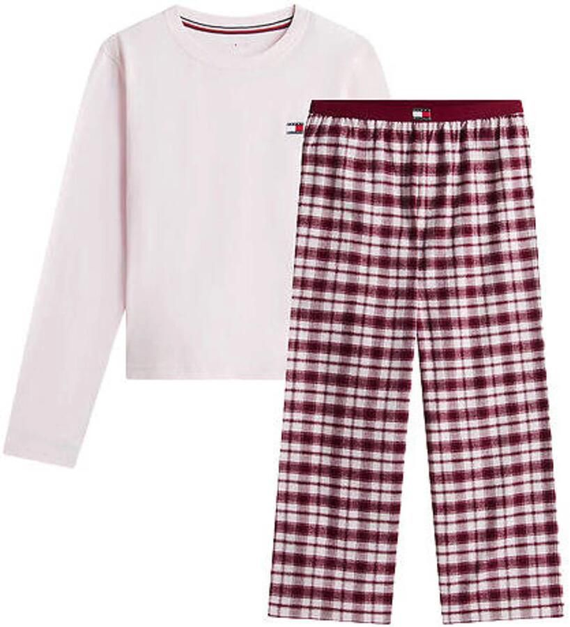 Tommy Hilfiger geruite pyjama roze donkerrood Meisjes Katoen Ronde hals